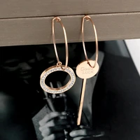 fashion jewelrygeometric keyhollowed out rose gold titanium steel with zircon earrings ab style for female