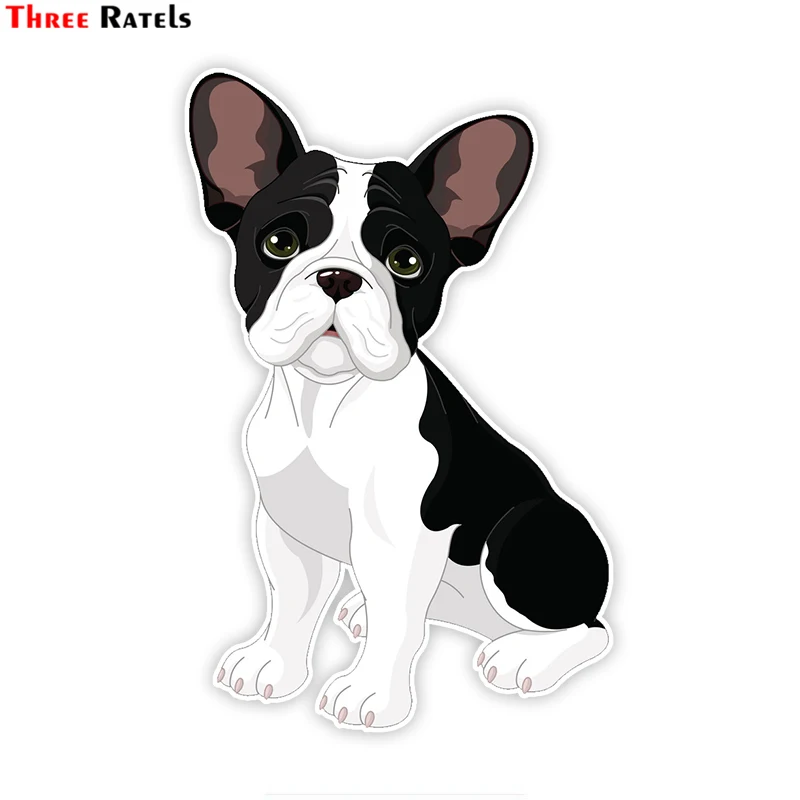 Three Ratels LCS061# 11x17см французский бульдог собака в машине полноцветные наклейки на