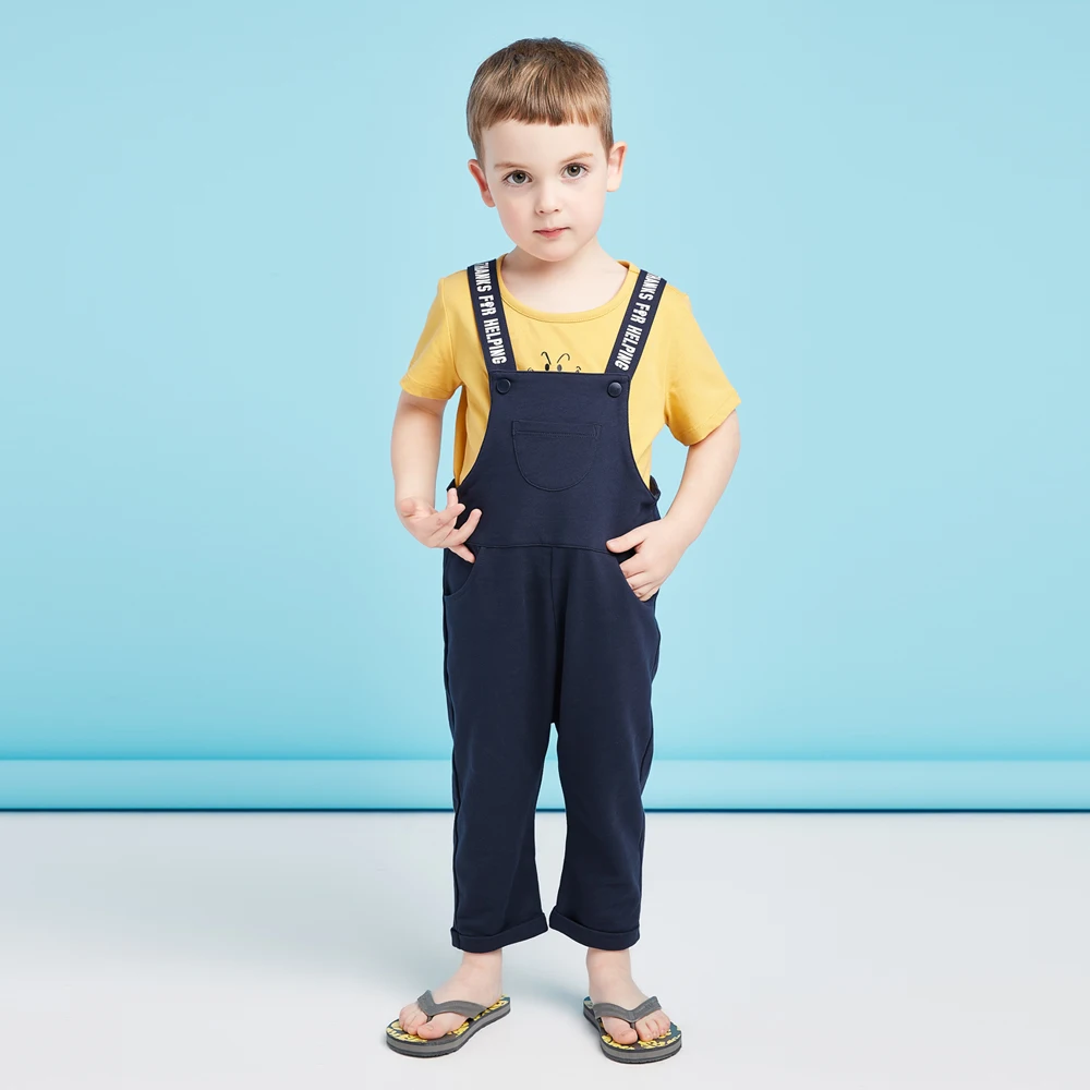 Balabala Summer Cotton Children Boy Clothes set 2018 New Sets Kids Short Sleeves T-Shirt +overalls 2pcs Toddler sets Clothing |