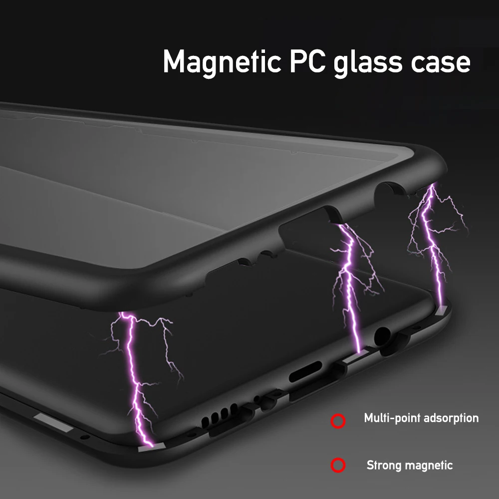 OTAO Aurora Магнитный адсорбционный чехол для Samsung S10 Plus закаленное стекло задняя