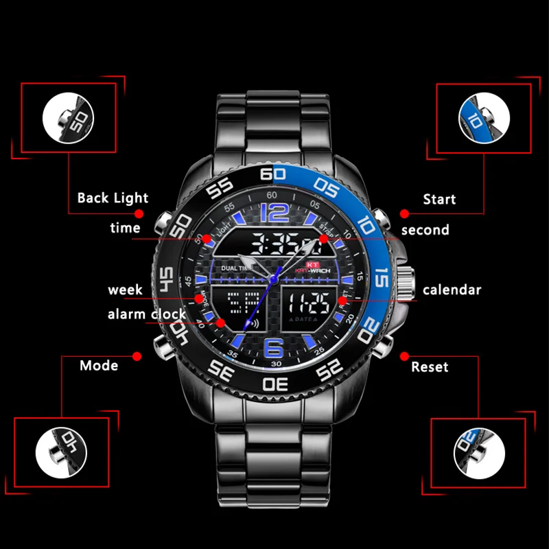 Модные мужские часы креативные бизнес с хронографом кварцевые из нержавеющей