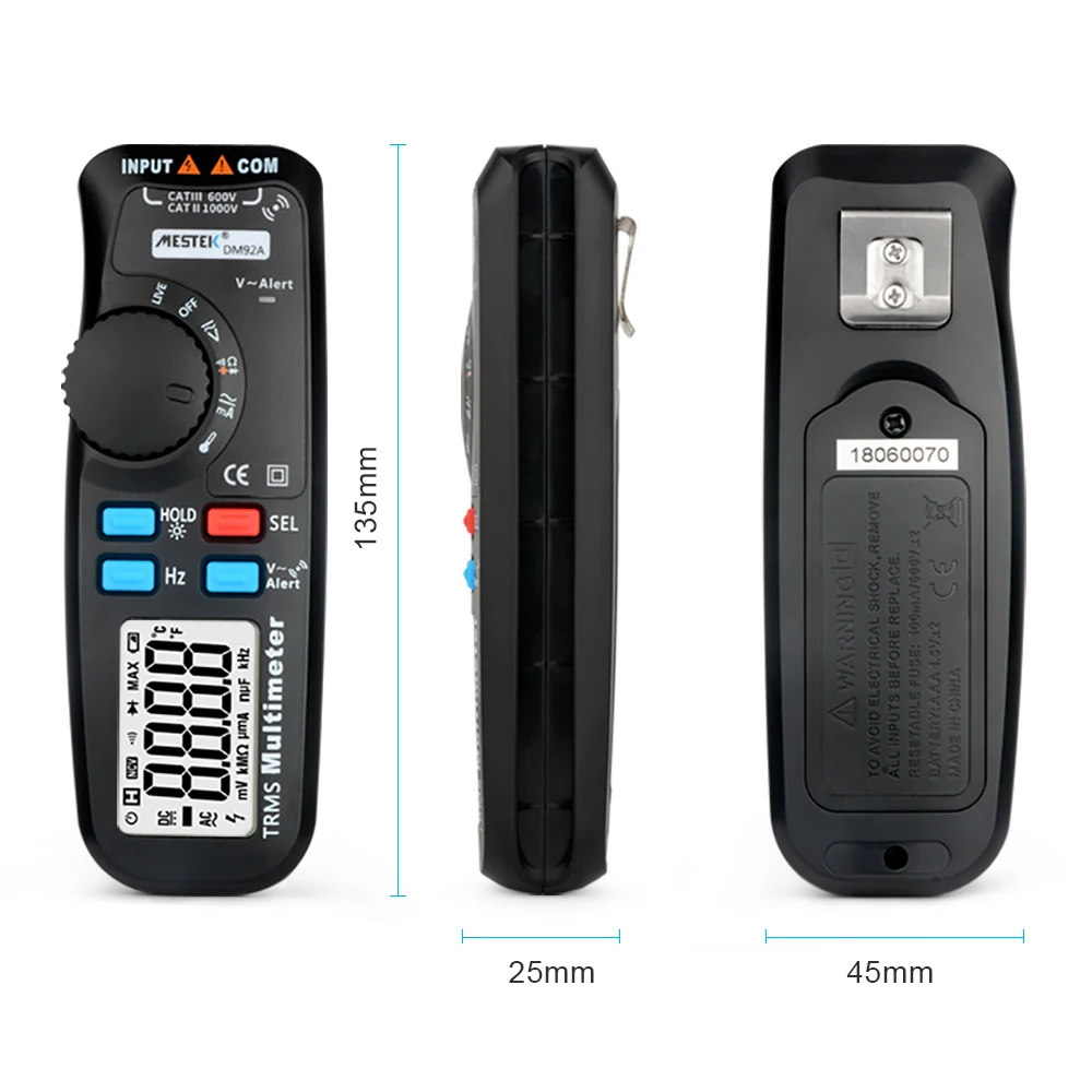 MESTEK DM92A NCV Цифровой мультиметр True RMS 6000 отсчетов DC/AC Авто Диапазон мультитестер напряжение тестер задний свет Multimetro