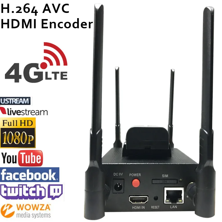 Кодировщик es1:h.264 4G LTE HD для прямой трансляции Поддержка протоколов RTMP RTMPS SRT UDP RTP RTSP