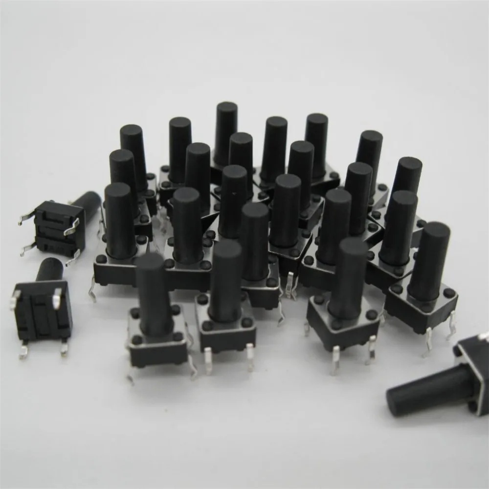 100pcs 6x6x12MM 4PIN Tactile Tact Push Button Micro Switch Direct Touch micro switch black 6*6*12 keys button DIP 4pin | Обустройство
