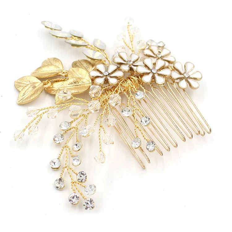 

SLBRIDAL Handmade Rhinestones Crystal Pearls Wedding Hair Combs Bridal Headdress Hair accessories Bridesmaids Wedding Jewelry