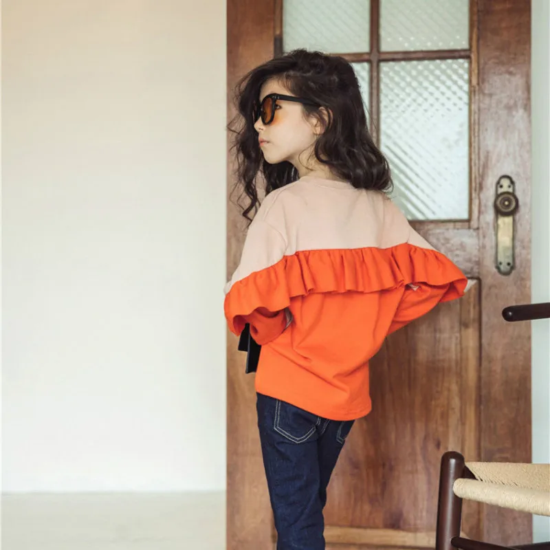 Новинка 2018 осенняя футболка для девочек с длинными рукавами Детская малышей