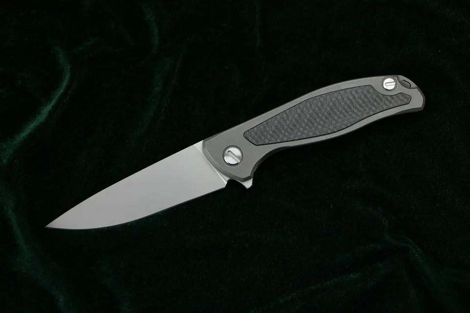 Ti CF handle Зеленый шип F95 Флиппер складной нож D2 лезвие TC4 Титан CF+ деревянная ручка Открытый Отдых Охота карманные Фруктовые Ножи EDC инструменты - Цвет: Ti CF handle