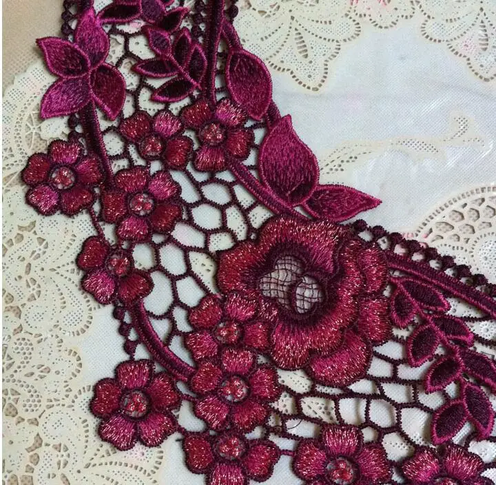 Кружевной воротник с цветочной аппликацией 1 шт. в китайском стиле бордовое