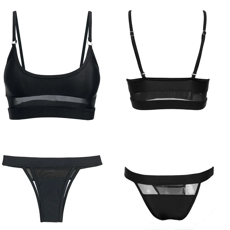 Пикантные прозрачные бикини 2018 стринги женские купальник Push up bandeau Купальники