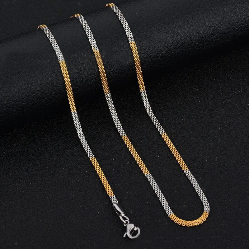 MxGxFam ( 45 см x 2 мм) 316L цепь из титановой стали плоские плетеные ожерелья ювелирные