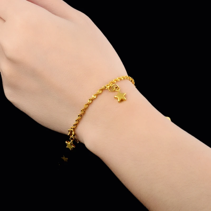 

Fashion Star Charm Bracelets for Women Gold Color Link Chain Cuff Bracelet Bangles Jewelry pulseras valentines day gift