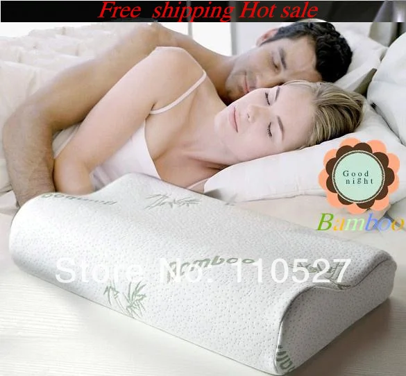 

free shipping 100% bamboo fibercover Slow rebound memory foam pillow cervical health care