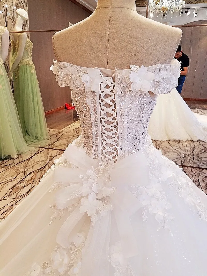 Свадебные настоящая фотография бальное платье Sweety зашнуровать вышивка