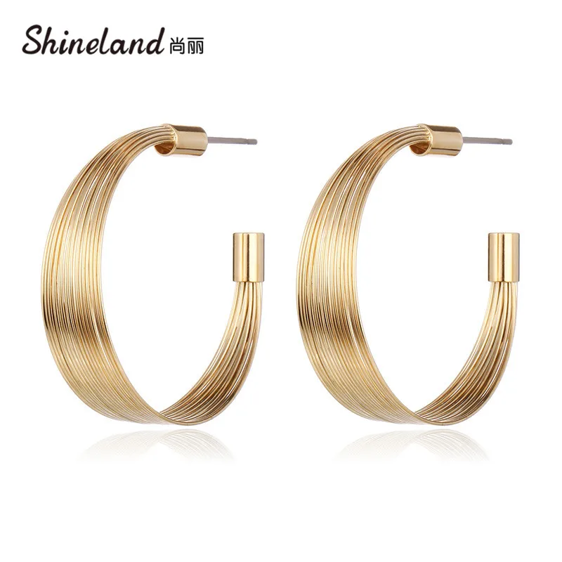 Shineland 2020 Модные роскошный клип серьги металлические bijoux трендовые для женщин