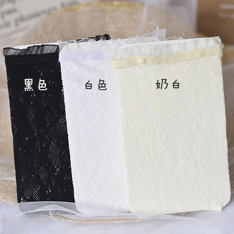 Милые кружевные носки в стиле Лолиты, женские ажурные Высокие гольфы, тонкие прозрачные длинные носки, колготки, чулки, высокие эластичные