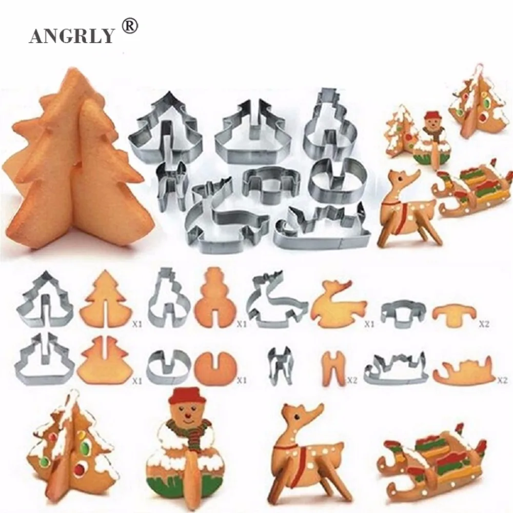 

ANGRLY Stainless Steel Puzzle Cookie Cutter Biscuit Dessert Mold Pastry Fondant Cake Sugar Craft Decorating Frame Cutter Tools