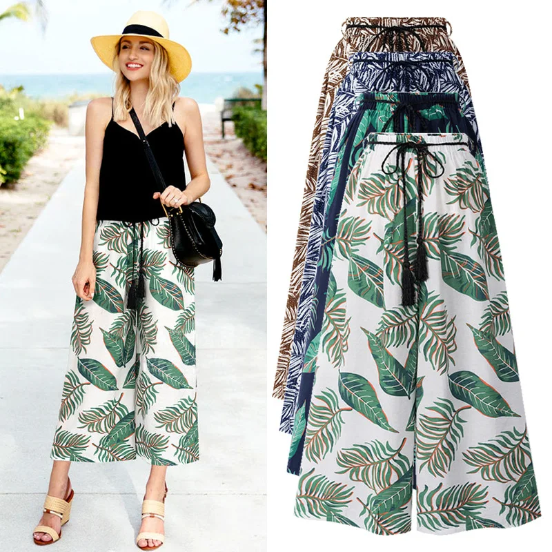 

Women's Summer Slim High-waist Loose Printed Leisure Pants Nine-minute Pants Fat mm Large Size Show