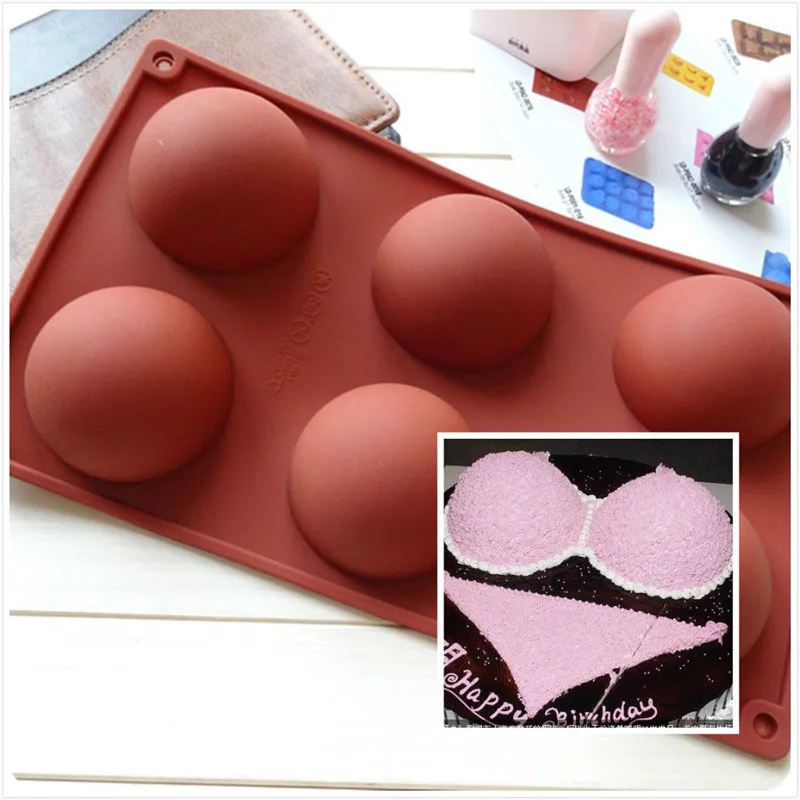 Силиконовая форма 6 полостей полусферическая для торта инструменты выпечки
