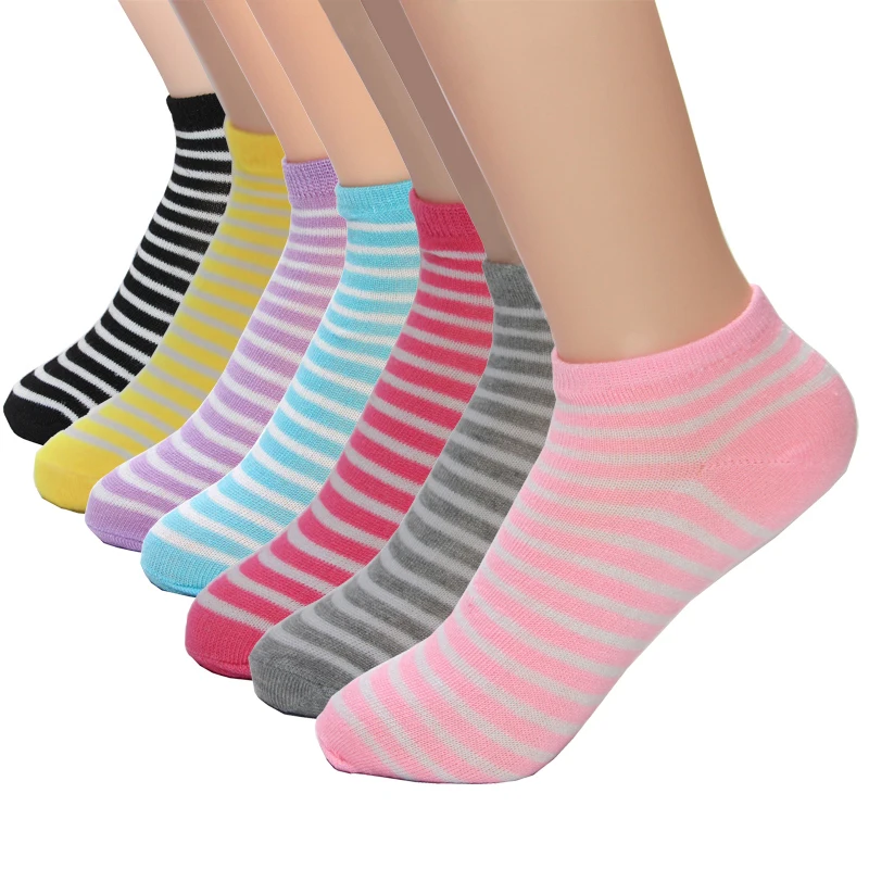 

10 Pair/ Lot Fashion New Casual Multi Solid Color Lovely Candy Stripe Printting Female Girl's Sock Flexible Cute Socks For Women