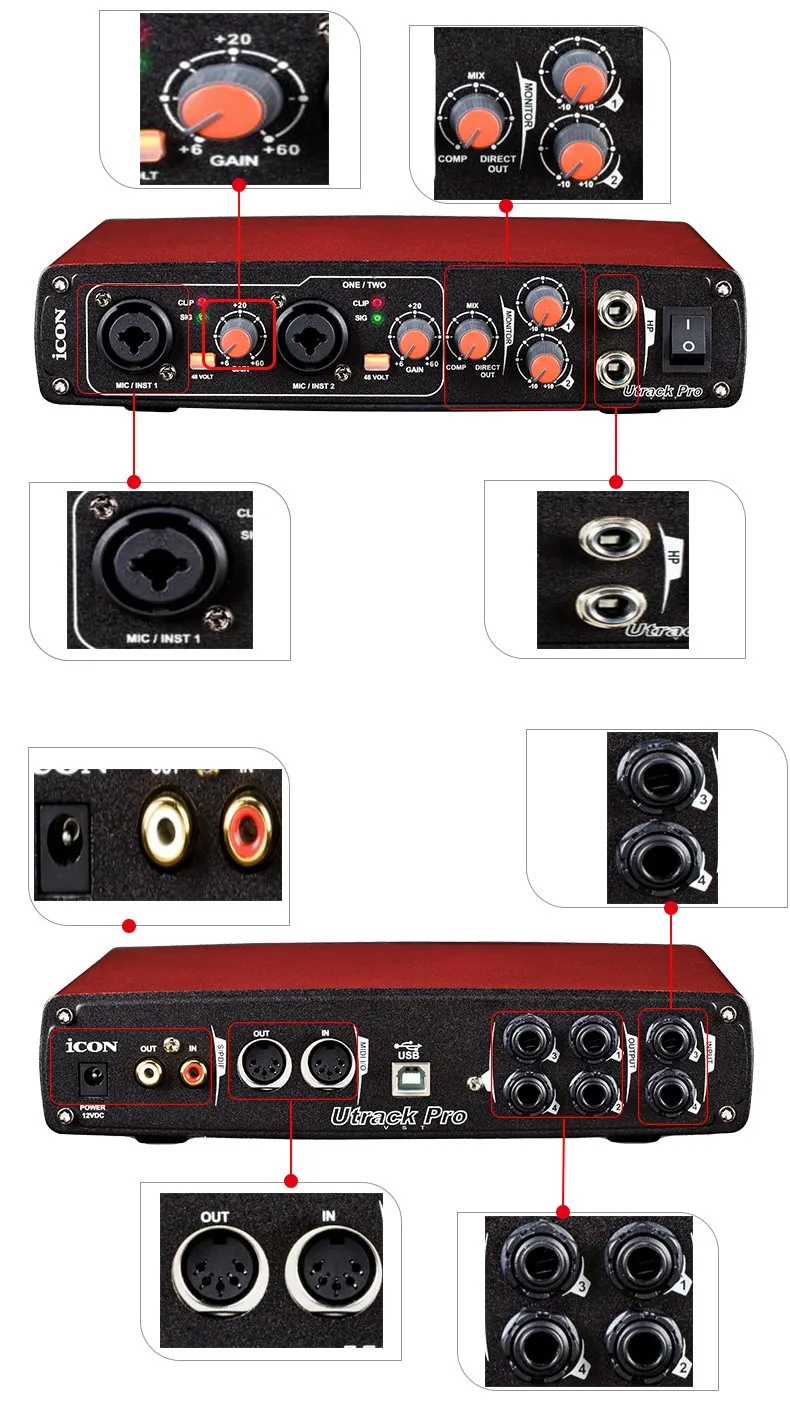 ICON Utrack pro vst профессиональная внешняя звуковая карта USB интерфейс записи 6 В/6 выход USB Звуковая карта для студии