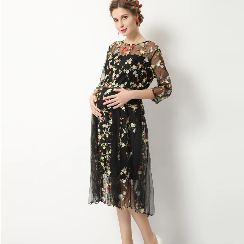 Реквизит для фотосъемки беременных элегантная одежда с цветочной вышивкой