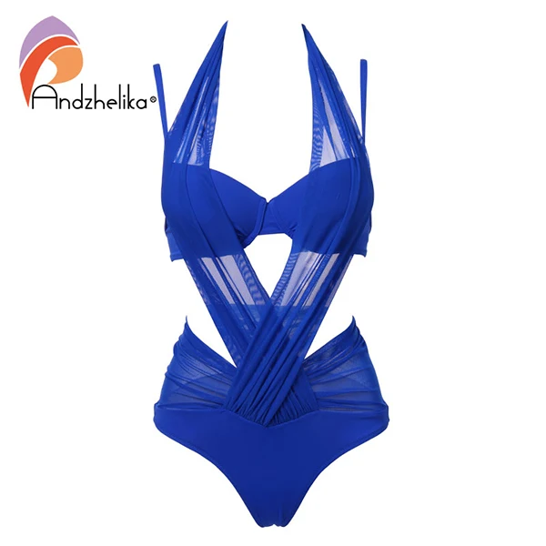 Andzelika bikini женский купальник 3 в 1 с эффектом пуш апп - Цвет: Blue