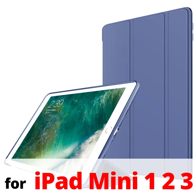 Чехол для iPad Mini 4 7," с магнитной подставкой из искусственной кожи, силиконовый мягкий чехол-накладка из ТПУ для iPad Mini 1 Mini 2 Mini 3, умный чехол - Цвет: Navy Mini 123