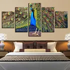 Картины на стену картины на холсте картины 5 панелей Павлин распределен его великолепный хвост современные HD модульные плакаты домашний декор
