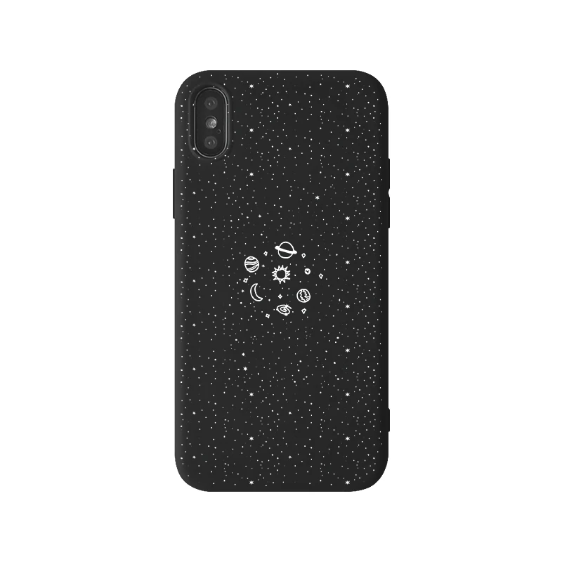 Black Space Cases For Iphone 7 8 X 6s 7plus XR Case XS Max Silicone Cover Planet Star Frosted Soft Back 8plus |