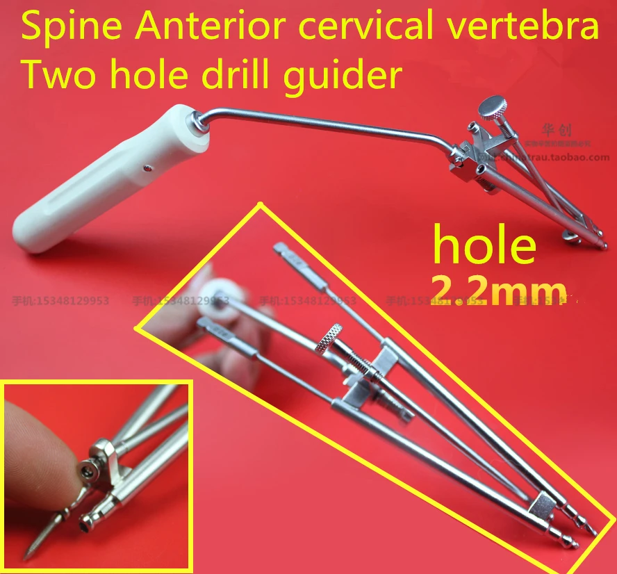 

medical orthopedic instrument spine anterior cervical vertebra titanium plate two hole drill guider 2.2mm hole drill bit guide