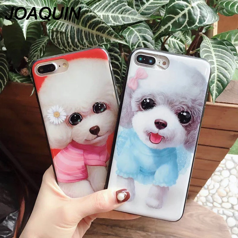 Телефон чехол для iPhone 6 6S 7 8 Plus X XR XS Max Fashion 3D милая пара домашних собак мультфильм