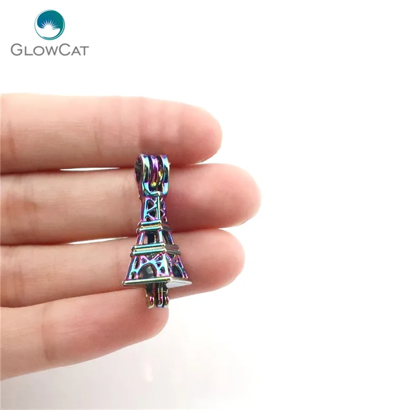 C527 5pcs/lot Rainbow Color Building Tower Pearl Cage Pendant Locket Fairytale Party | Украшения и аксессуары