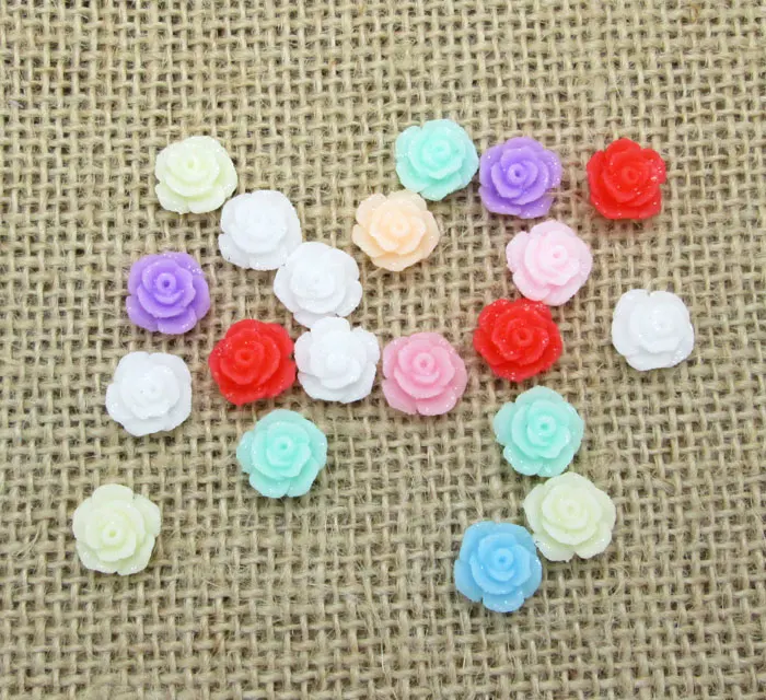 

100 шт., украшения из смешанных полимерных цветов, с плоским основанием, кабошон, скрапбукинг, подходящие заколки для волос, украшения, бусы, с...