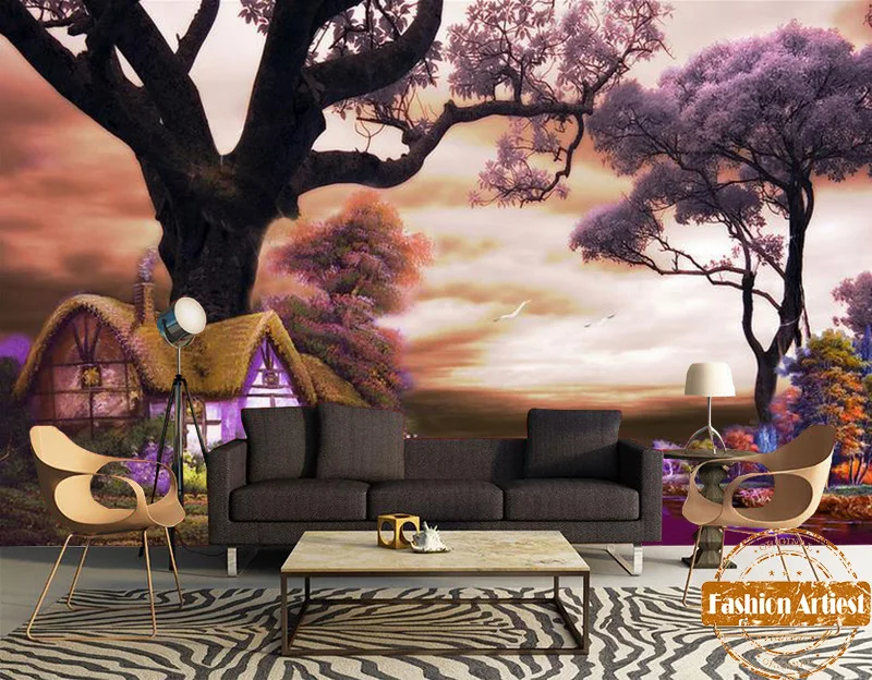 Сказочные обои для детей на заказ сказочные волшебный домик в фантастическом