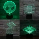 3d-лампа Alien UFO с дистанционным управлением, ночник с космическим кораблем, ночник, атмосферные подарки для детей, друзей, спальни, домашний декор, сенсорное основание с USB
