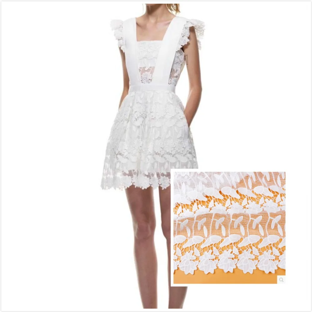 

High - grade Korean imports lace heavy industry hollow water - soluble lace fabric embroidery evening dress fabric