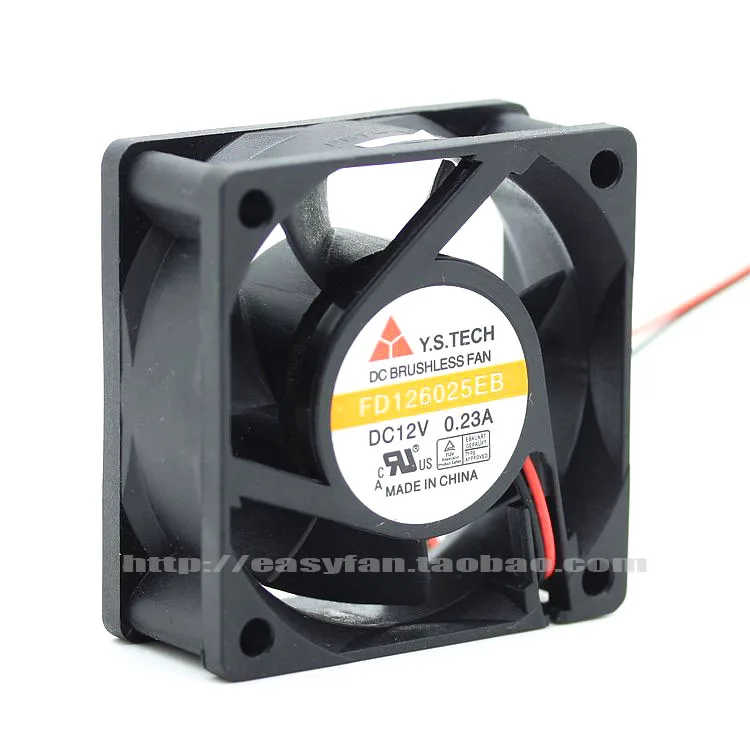 Новый вентилятор охлаждения Y.S.TECH FD126025EB 12В 0.23A 6025 6 см