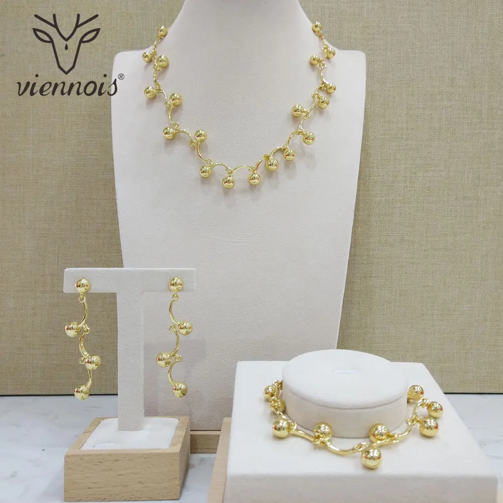 Viennois новинка золотой цвет набор украшений для женщин геомертические серьги