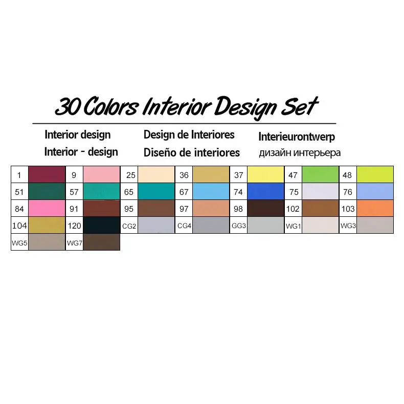 30 Interior Set TOUCHNEW 30/40/60/80/168 Цвета набор маркеров для живописи двойная головка эскиз маркеры кисточки ручка для рисования манга анимация дизайн товары для рукоделия - Цвет: 30 Interior Set