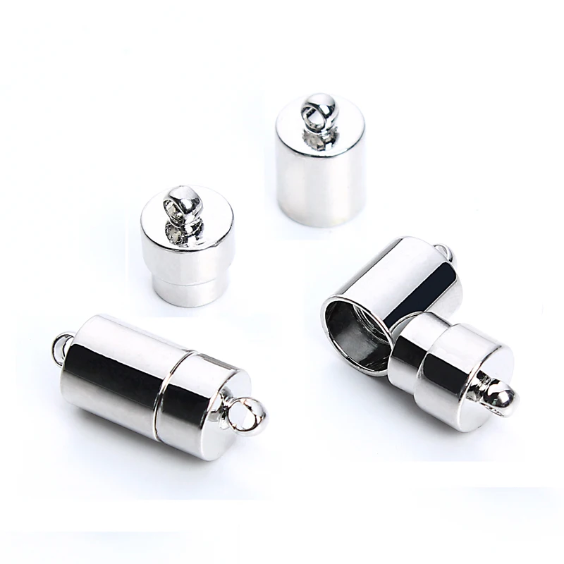 LOULEUR 10pcs/lot Rhodium Metal Strong Magnetic Clasps For Leather Cord Bracelets End Caps Connectors DIY Jewelry Making Finding | Украшения
