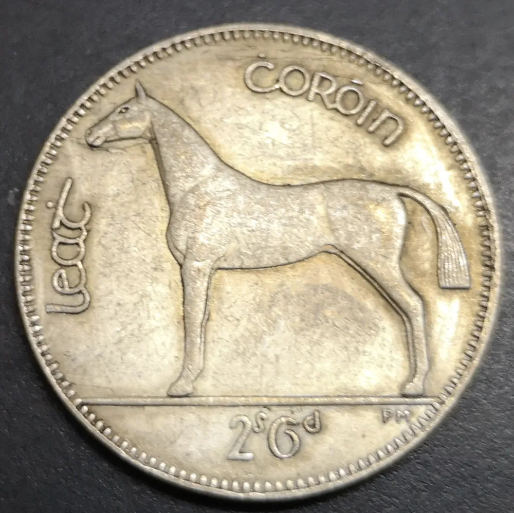 1961 Ирландия 1/2 Coroin/2 Scilling 6 Pingin Посеребренная копия монеты