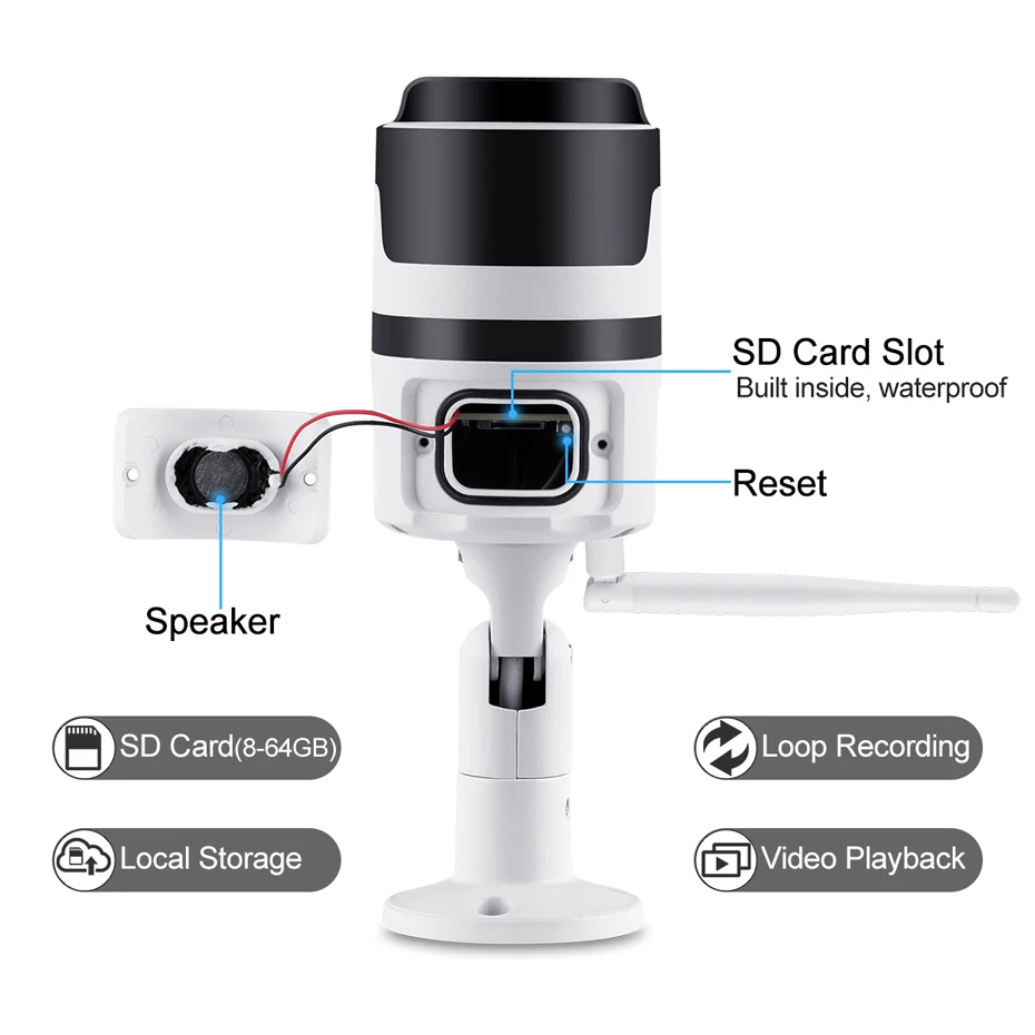 Techege Wi-Fi IP камера 1080P наружная Водонепроницаемая 2.0MP Проводная беспроводная камера безопасности металлическая двухсторонняя аудио TF карта оповещение по электронной почте