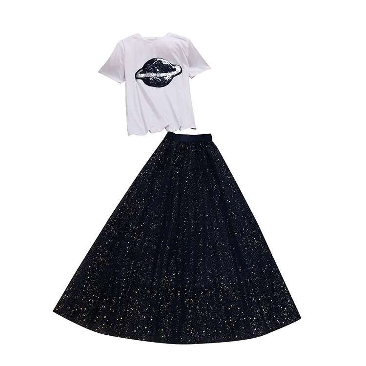 HISUMA 2019 Летний Новый Женщины О-образным вырезом Женский Топ расшитый пайетками