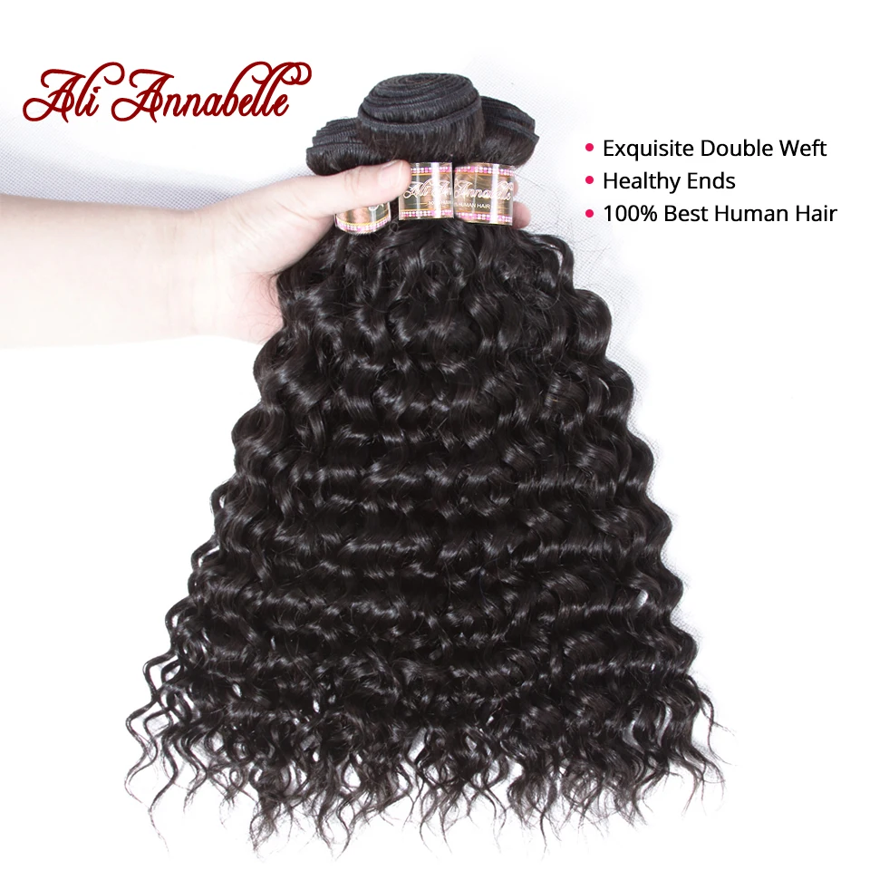 Перуанские волнистые пряди с закрытием 100% человеческие волосы Волосы Remy ткань 3