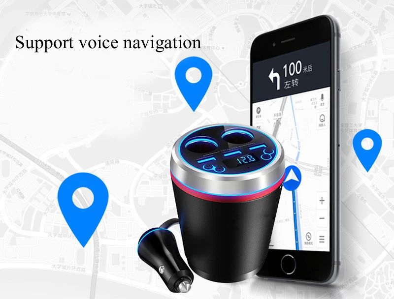 JINSERTA TF/Micro SD музыкальный MP3 плеер Bluetooth автомобильный комплект fm-передатчик HandsFree прикуриватель разветвитель 3 порта USB зарядное устройство