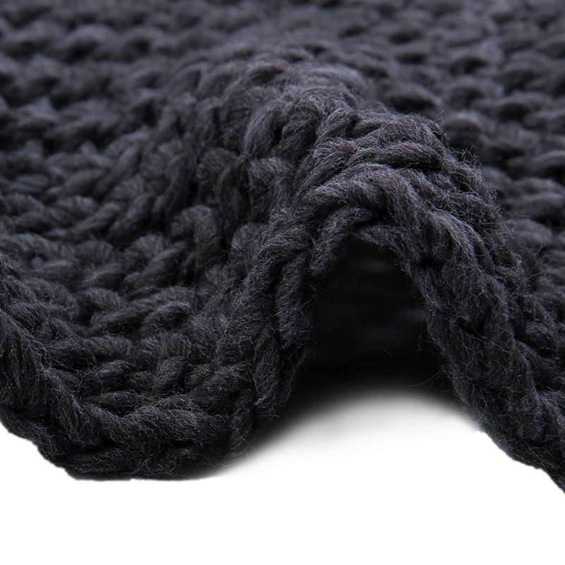 Зимний шарф для мужчин / женщин Акриловая трикотажная длинная кисть Серый