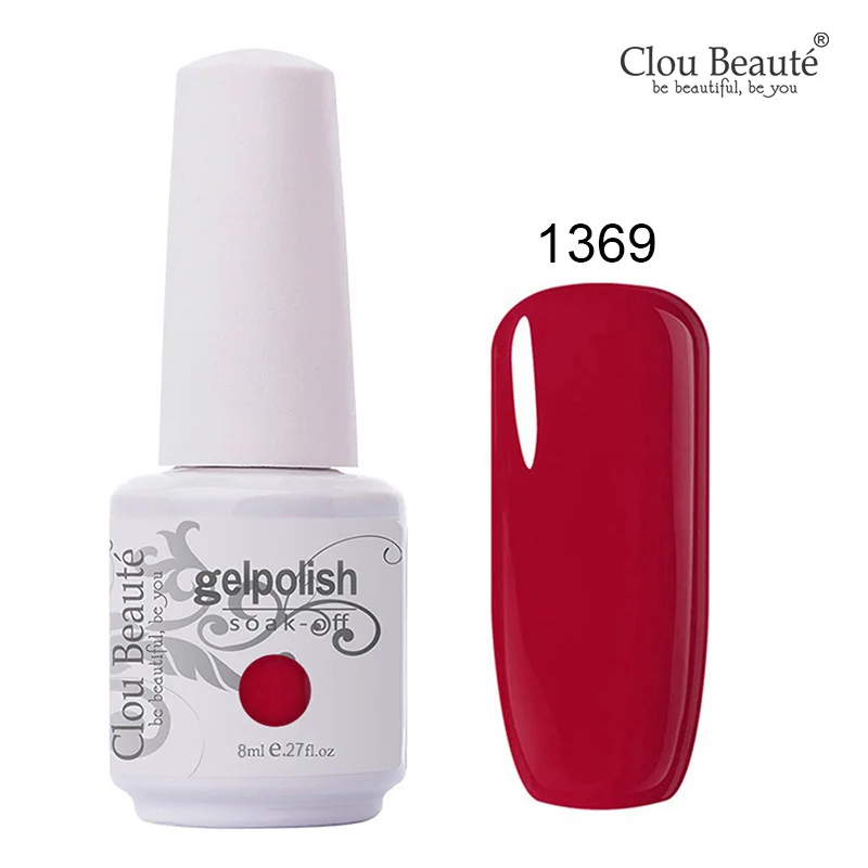 1369 Гель-лак для ногтей Clou Beaute, 8 мл, 85 цветов, полуперманентный лак для рисования, гель с блестками, красный, розовый, Праймер, лак для ногтей, УФ - Цвет: 1369
