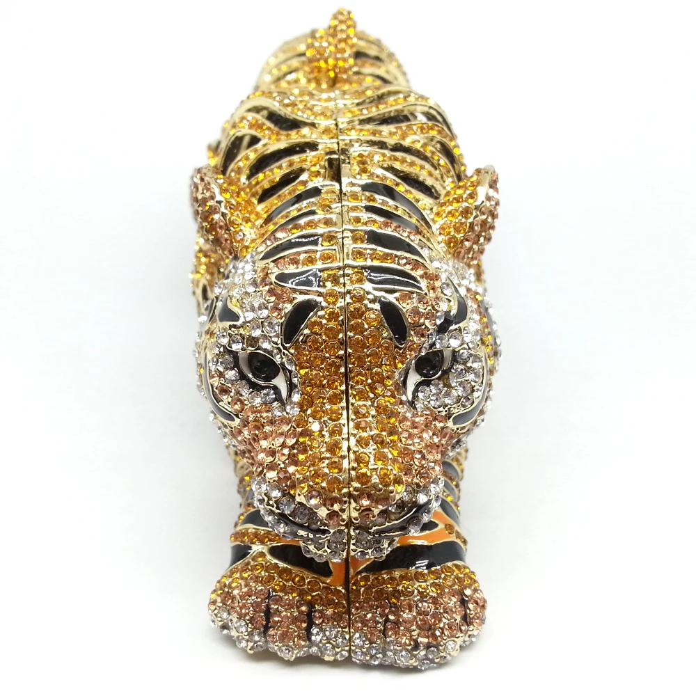 Boutique De FGG элегантный женский клатч с золотым тигром Minaudiere вечерние сумки с бриллиантами свадебная сумочка Сумочка для невесты вечерние сумки для ужина