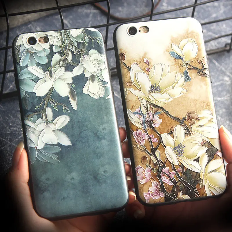 3D emboss flower silicone case for iphone x xr xs max 6splus 8 7plus 5s 5se on for iphone 6s plus case for iphone 7 plus case