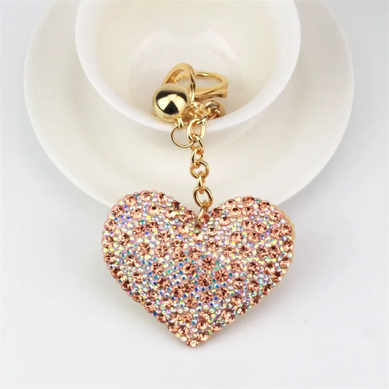 Брелок Стразы с милым сердцем брелок для ключей кристаллами женский кольцо